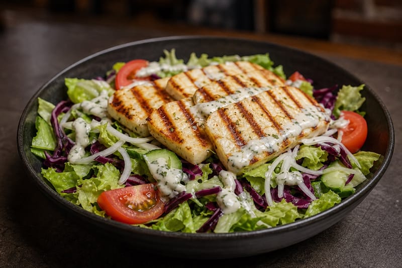 Gemischter Salat mit Halloumi